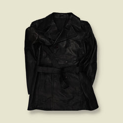 1970s | Lightweight Leather Coat | Black - XS