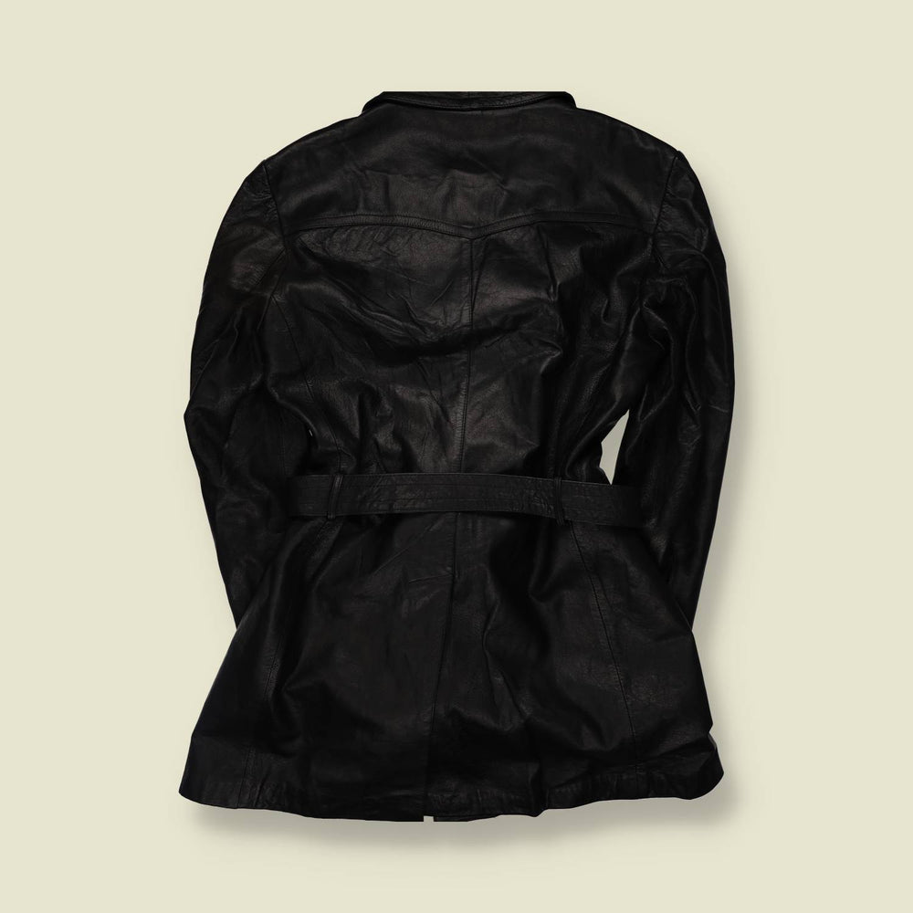 1970s | Lightweight Leather Coat | Black - XS