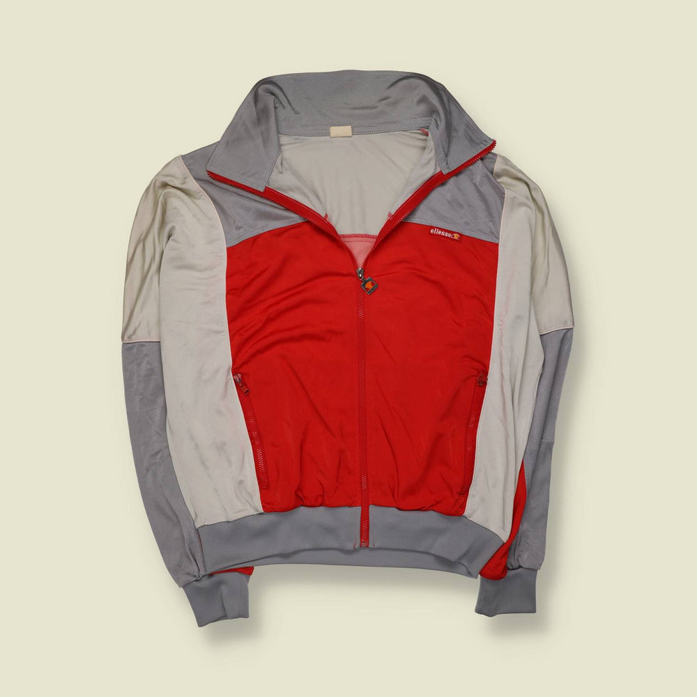1980s | Ellesse | Made in Italy | Track Jacket | Red Grey And White - XXXXL