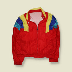 1980s | Sergio Tacchini | Track Jacket | Red Multi - XL