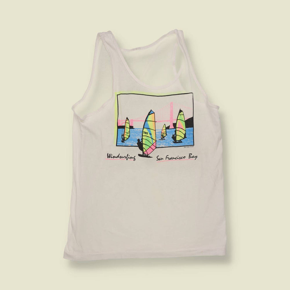1980s | Windsurfing San Francisco Bay Vest Top | White - XS