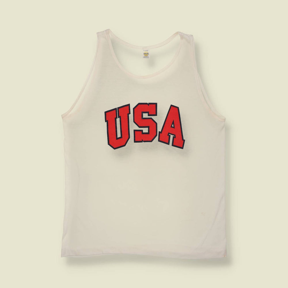 1970s | Medallion | USA Vest Top | White - M