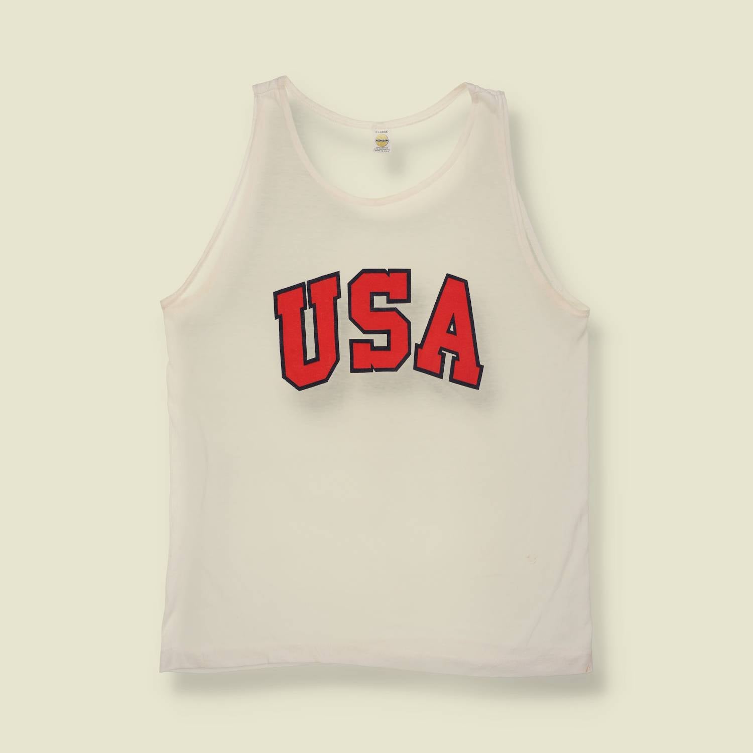 1970s | Medallion | USA Vest Top | White - M