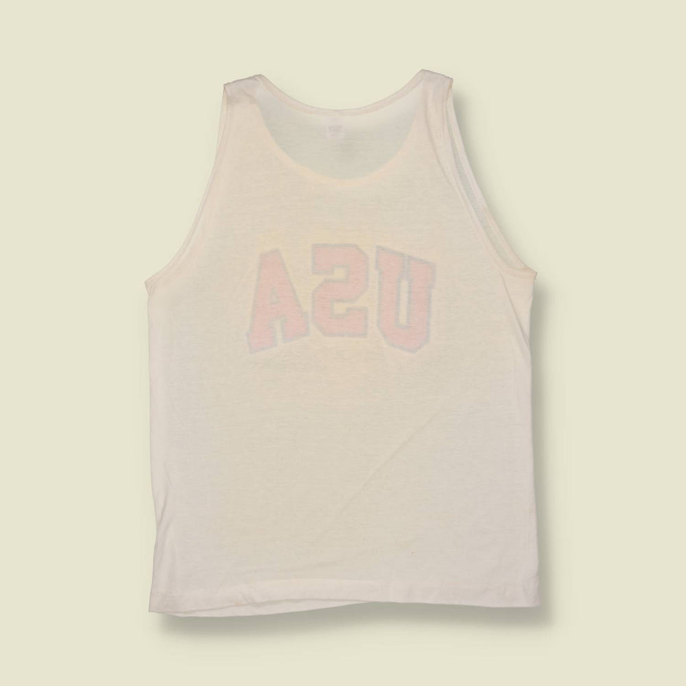 1970s | Medallion | USA Vest Top | White - M