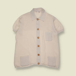 1970s | Short Sleeve Knit Shirt | Cream - XS