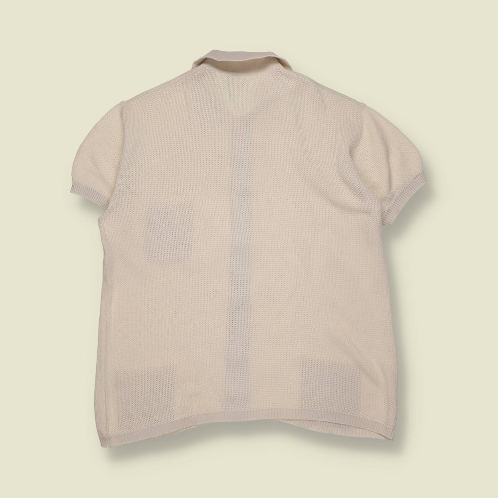 1970s | Short Sleeve Knit Shirt | Cream - XS