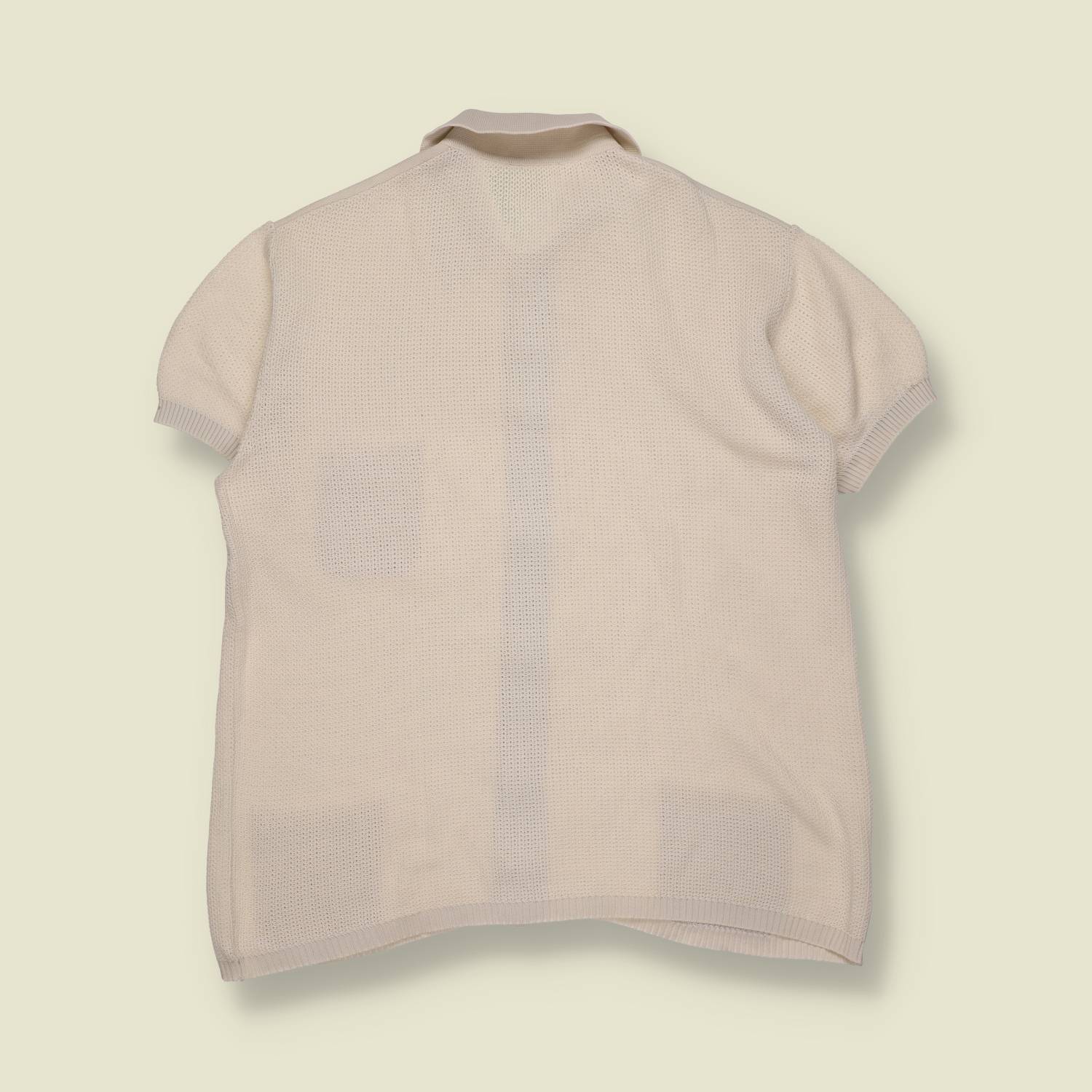 1970s | Short Sleeve Knit Shirt | Cream - XS