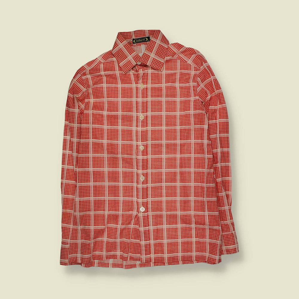1970s | La Foret | Check Shirt | Red And White - S