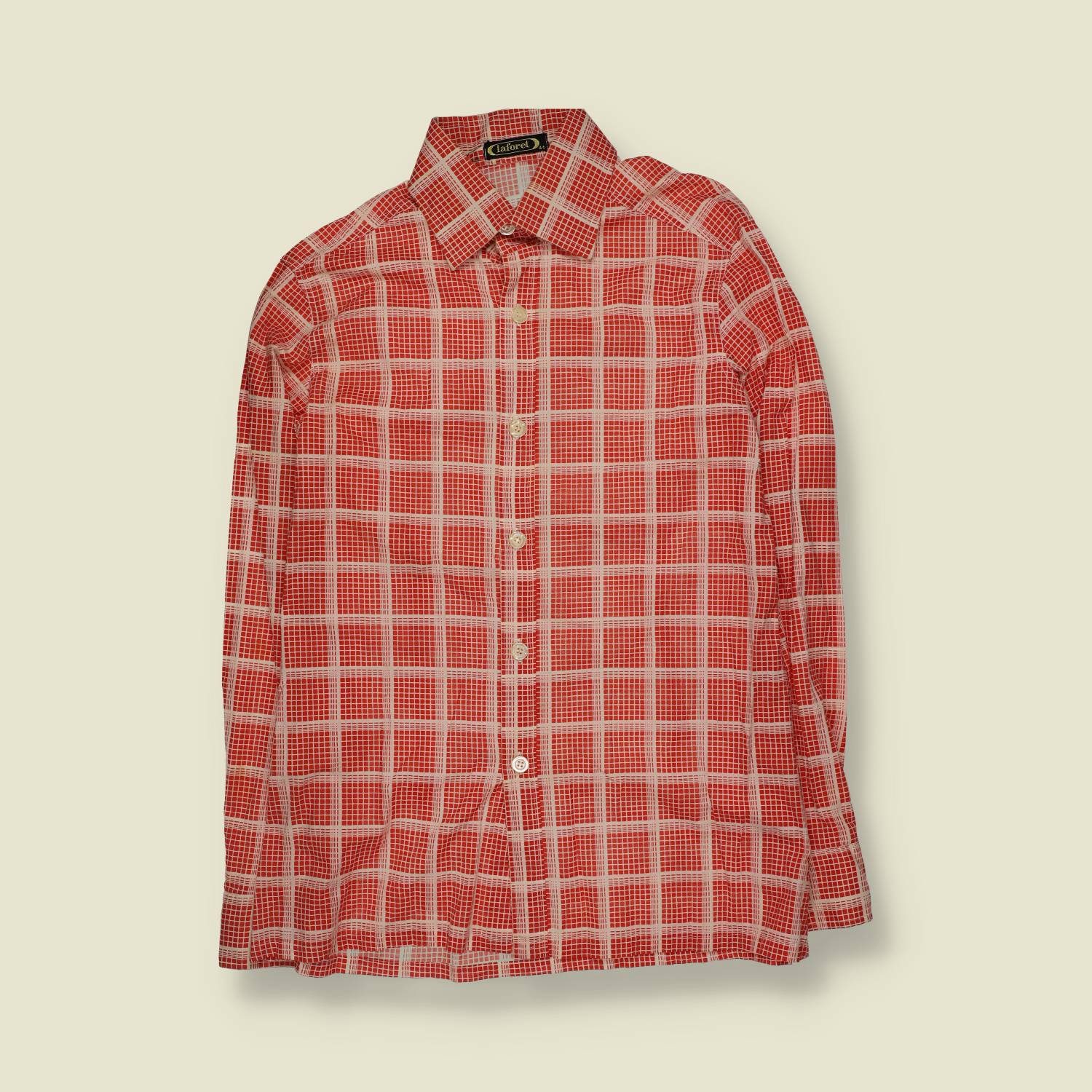 1970s | La Foret | Check Shirt | Red And White - S