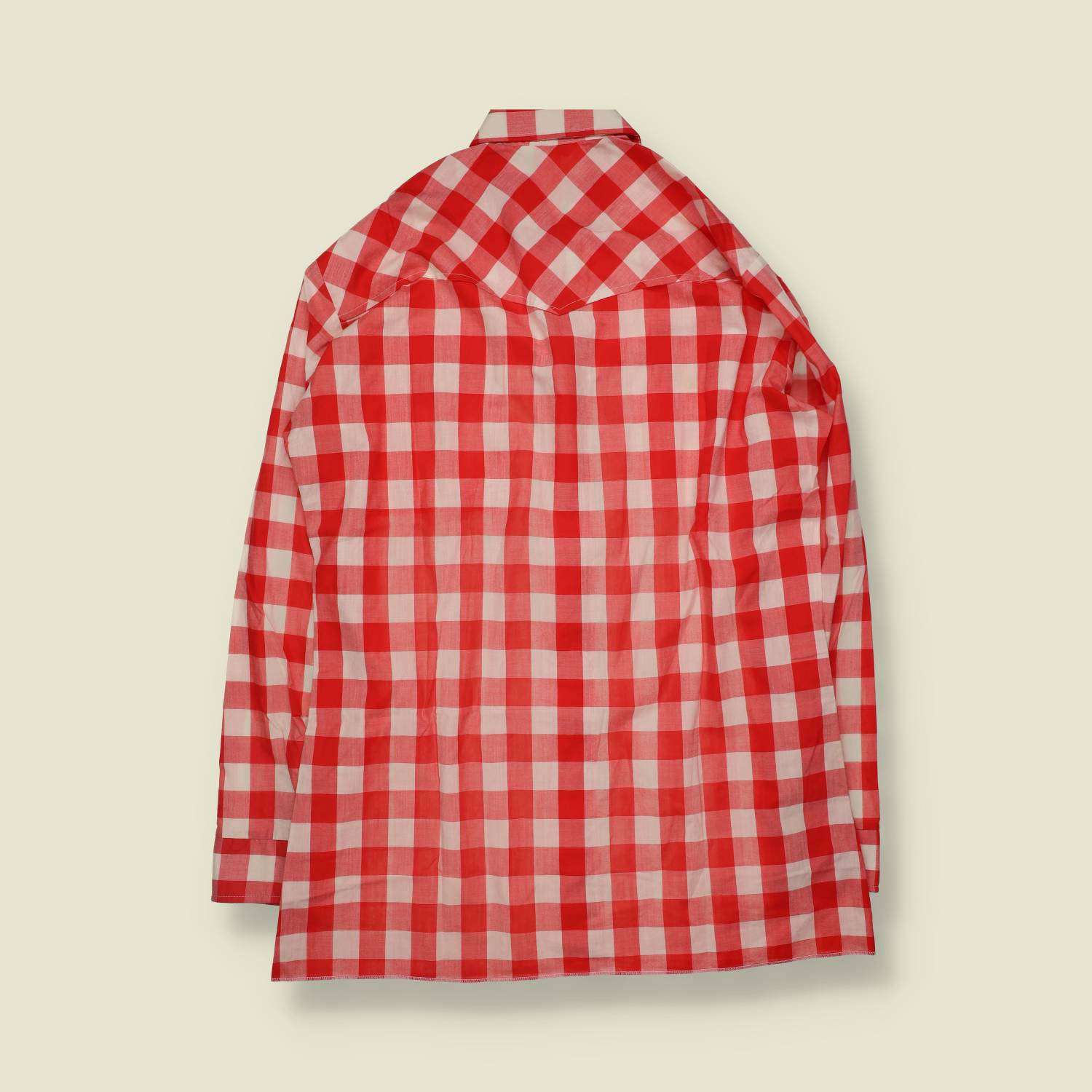 1970s | Check Western Shirt | Red And White - XL
