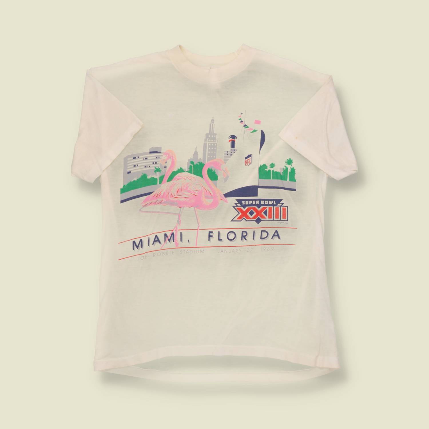 1989 Made in USA Super Bowl Flamingo Tee - S/M