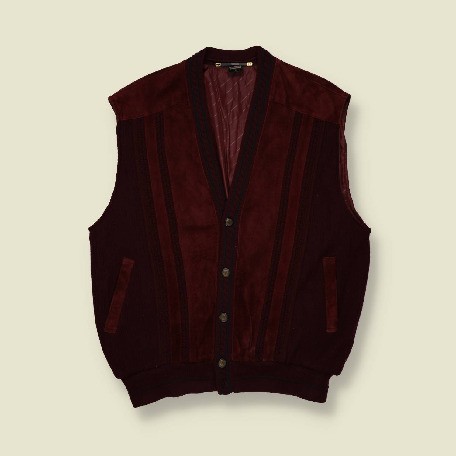 1990s Leather Knitted Waistcoat - M/L