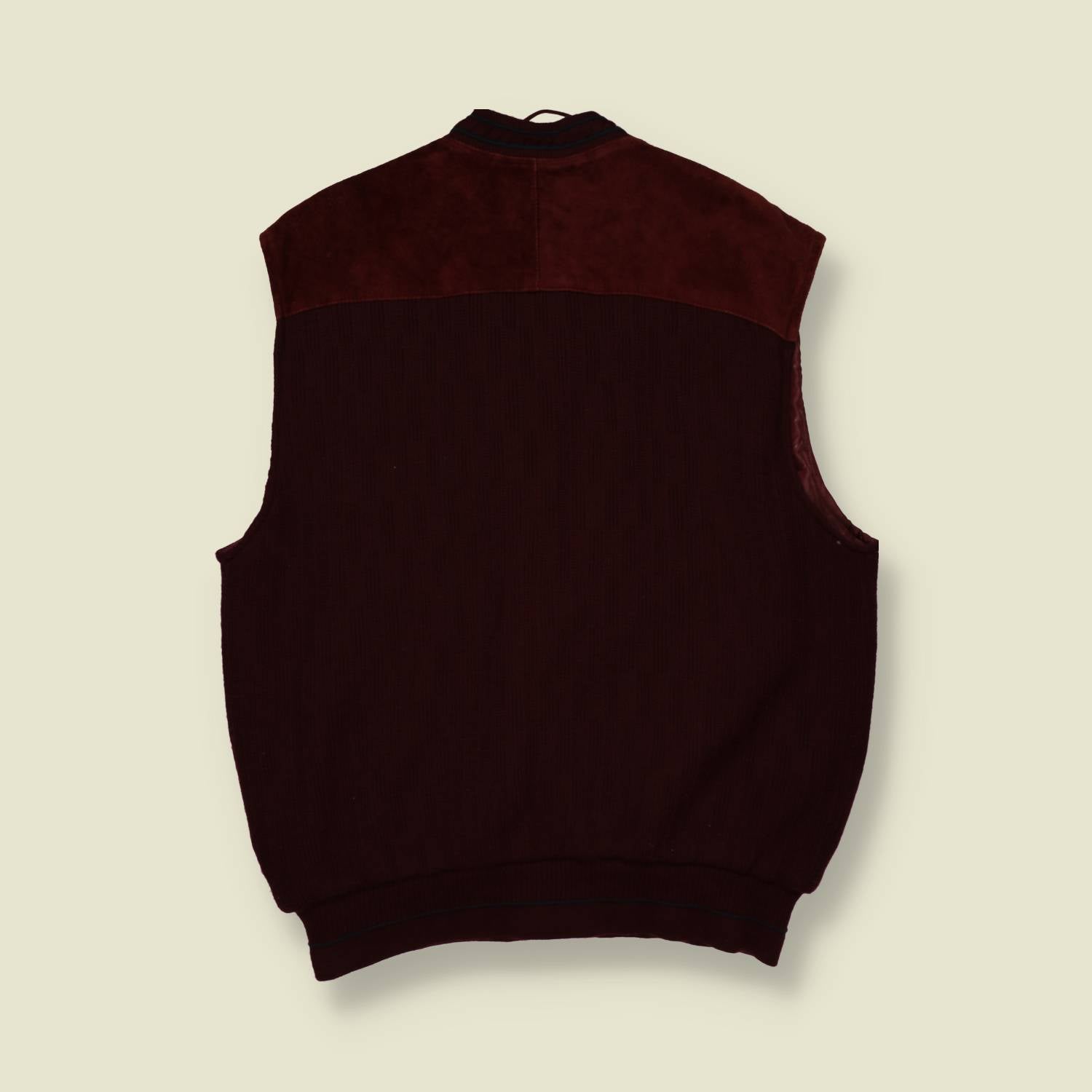 1990s Leather Knitted Waistcoat - M/L