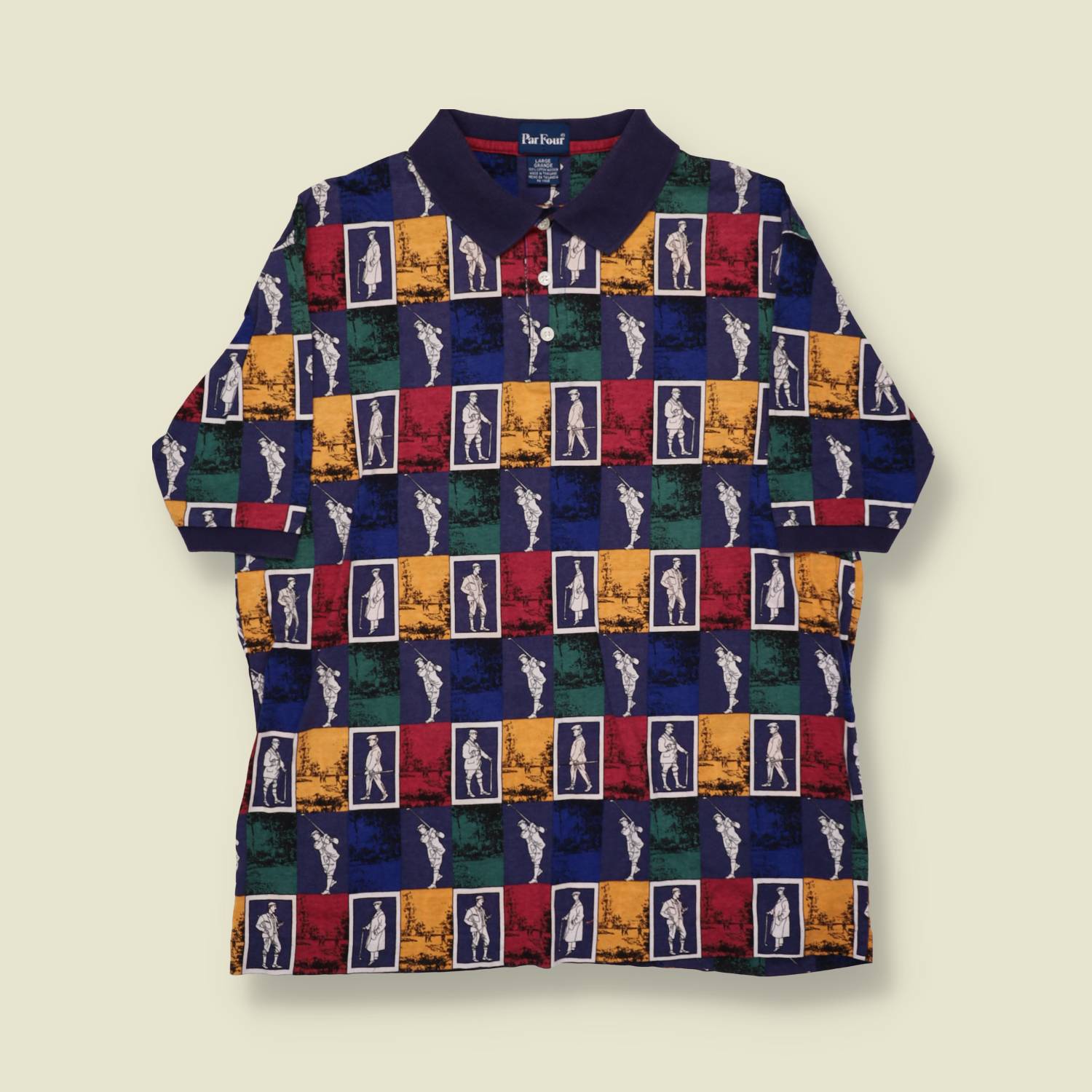 1990s Golf Print Polo - L
