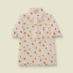 1970s Shield Print Polo Shirt - XS