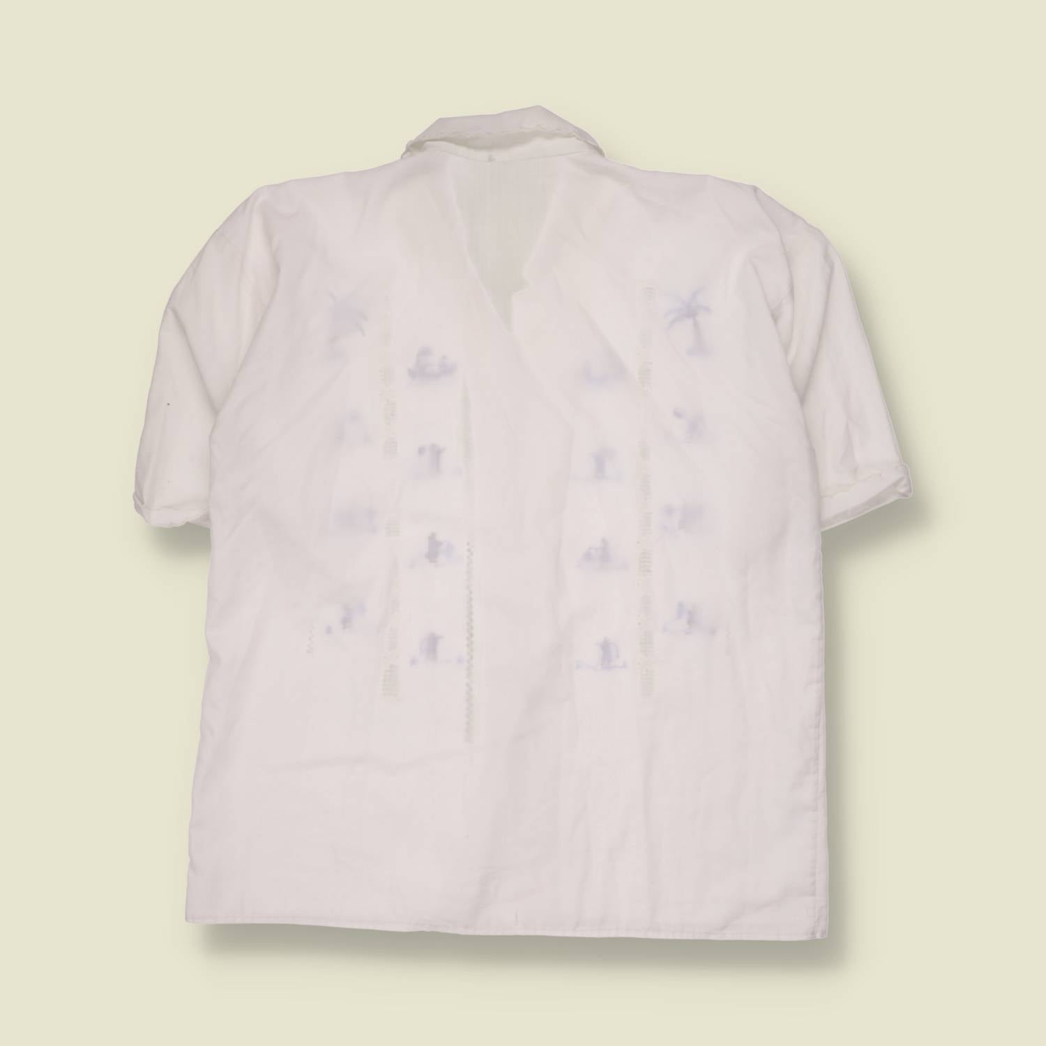 1980s | Cotton Folk Blouse | White - 14