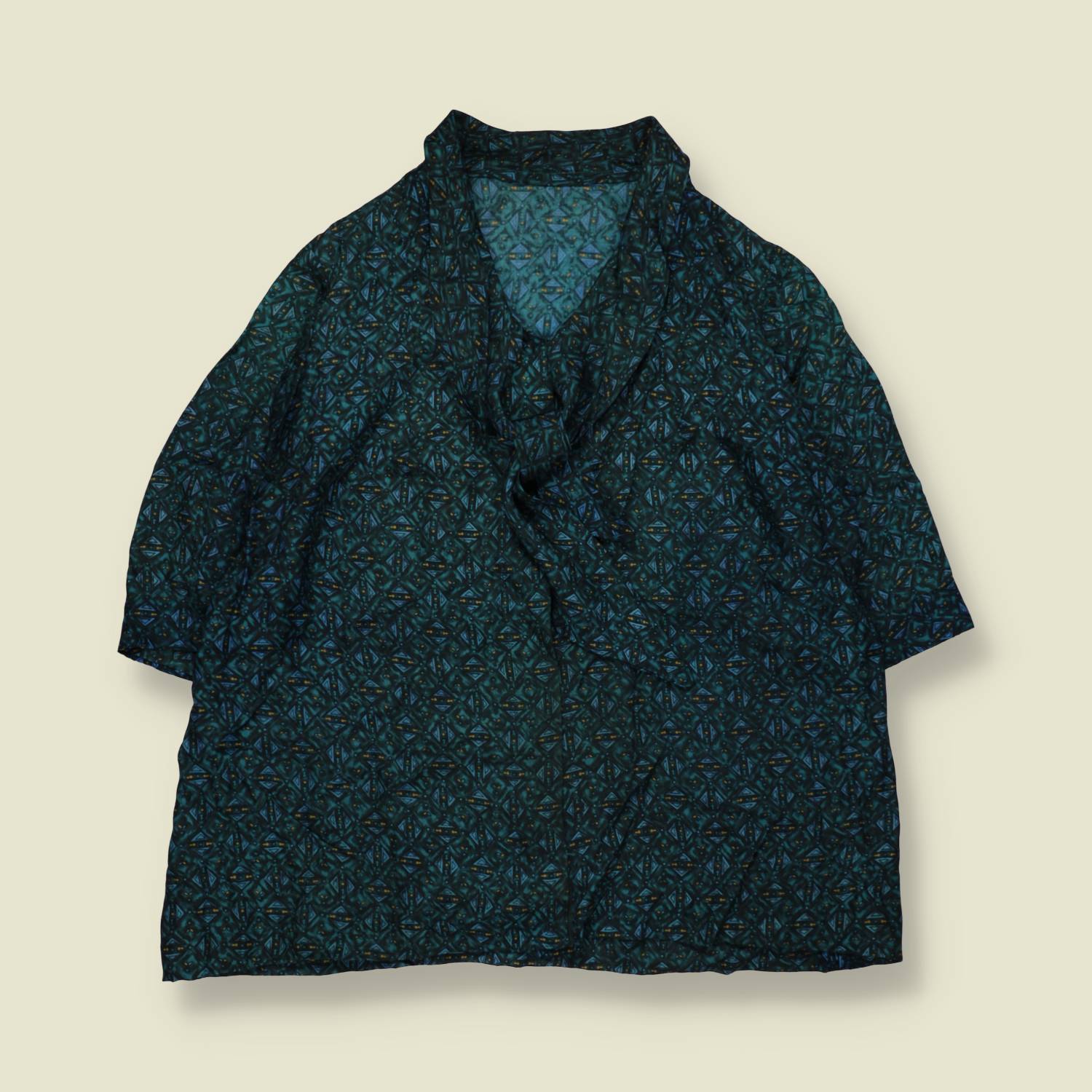 1950s | Silk Blouse | Green & Blue - 14