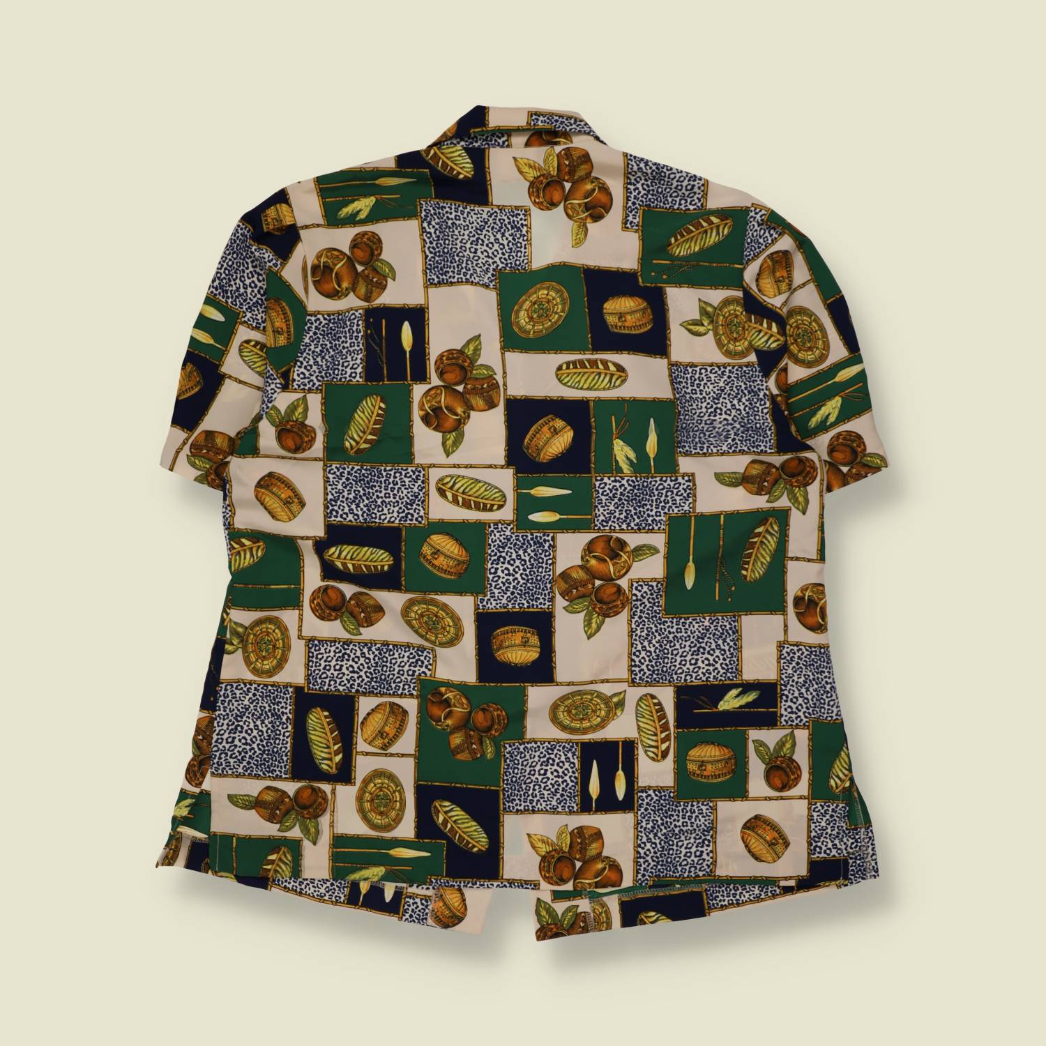 1980s | France Rivoire | Baroque Print Blouse | Green & Cream - 18