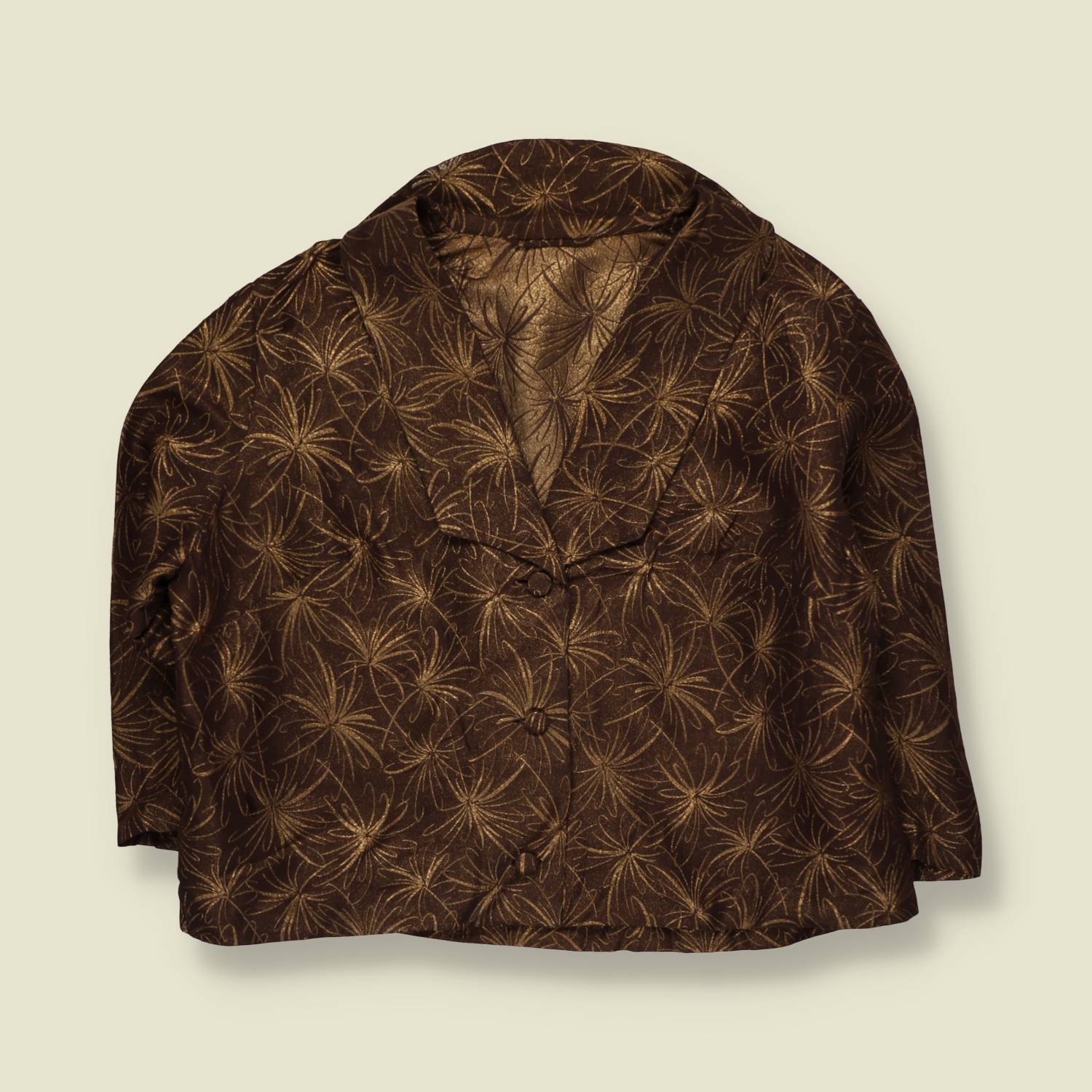 1950s | Crepe Jacket | Brown & Gold - 16