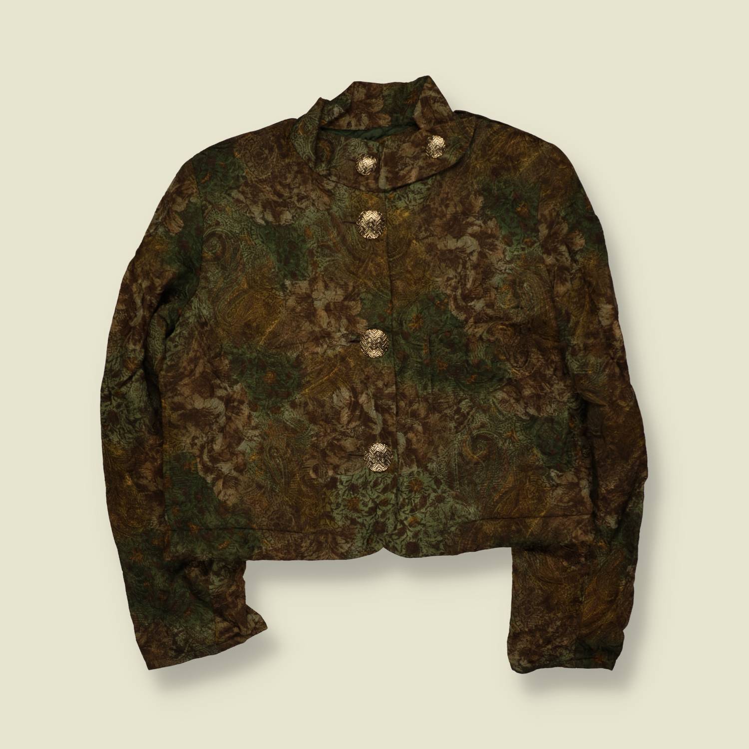 1980s | 1950s style Quilted Jacket | Green & Brown - 22