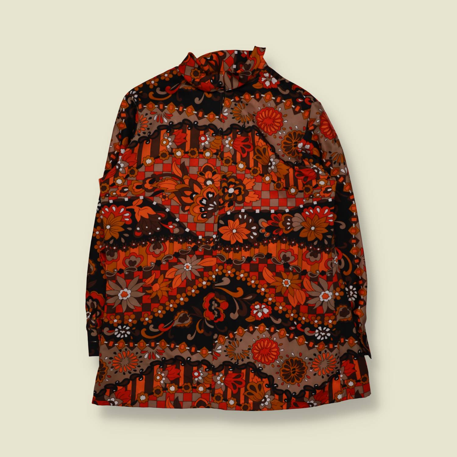 1960s | Longline Blouse | Brown & Orange - 22