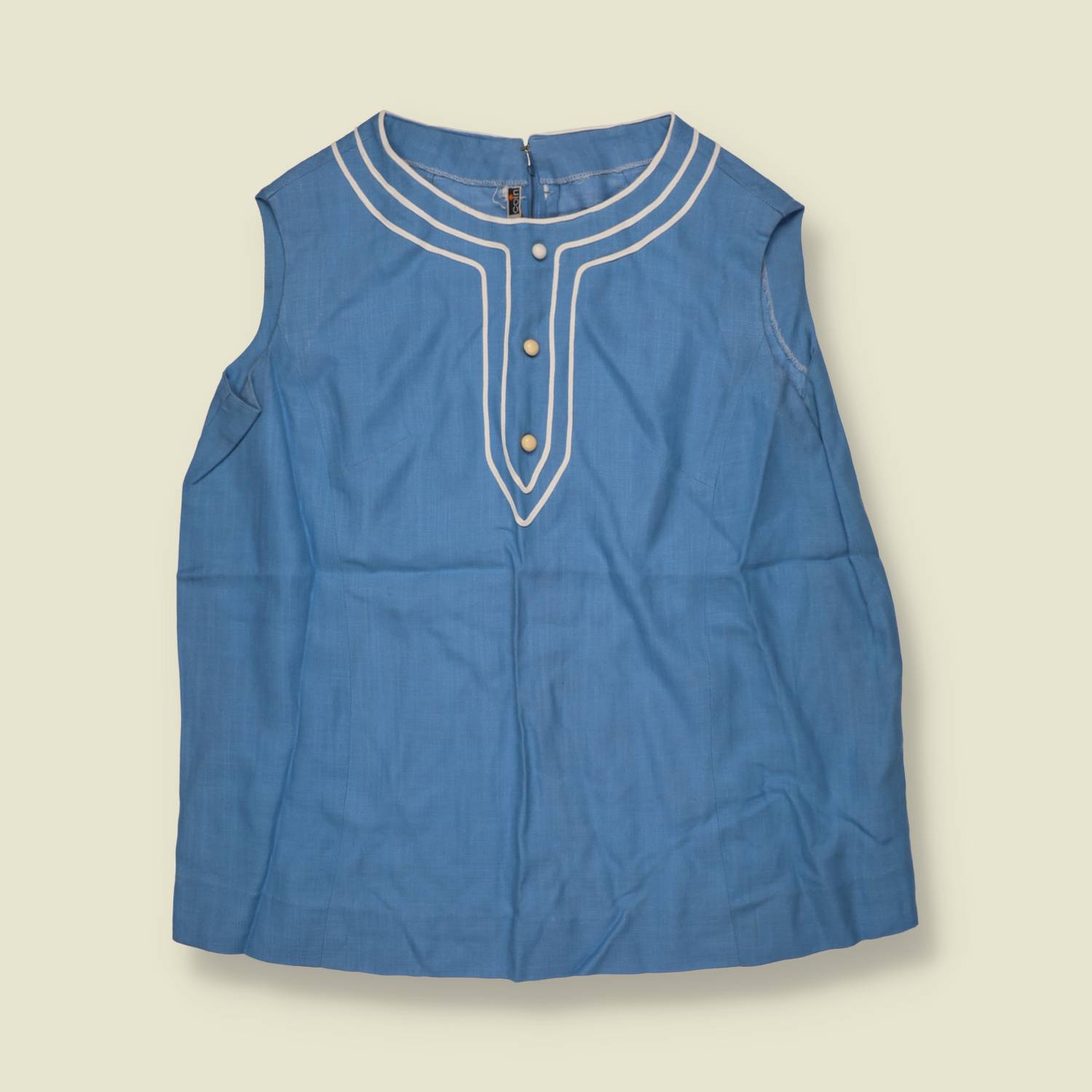 1960s | Linen Blouse | Blue - 14