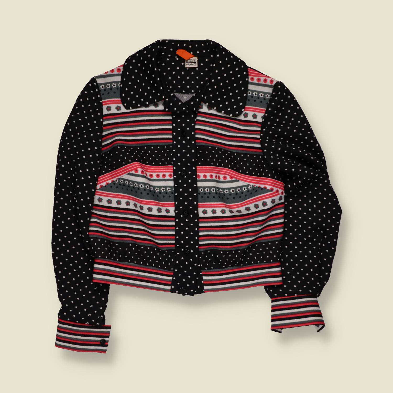 1960s | Poly Blouse | Black & Red - 10