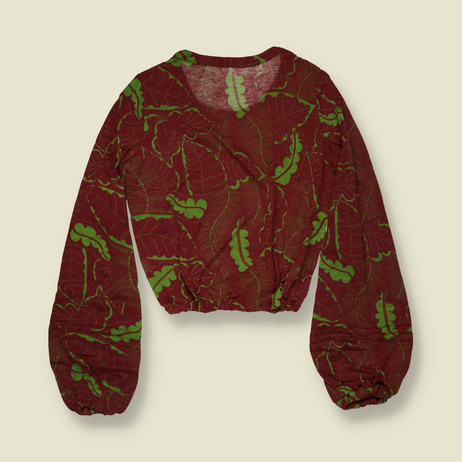 1970s | Deadstock Blouse | Burgundy & Green - 8
