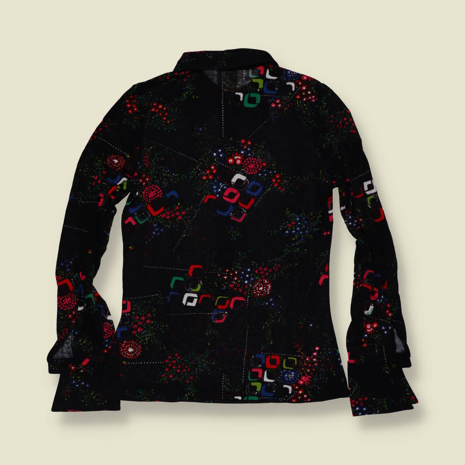 1970s | TGL | Deadstock Blouse | Black & Multi - 6