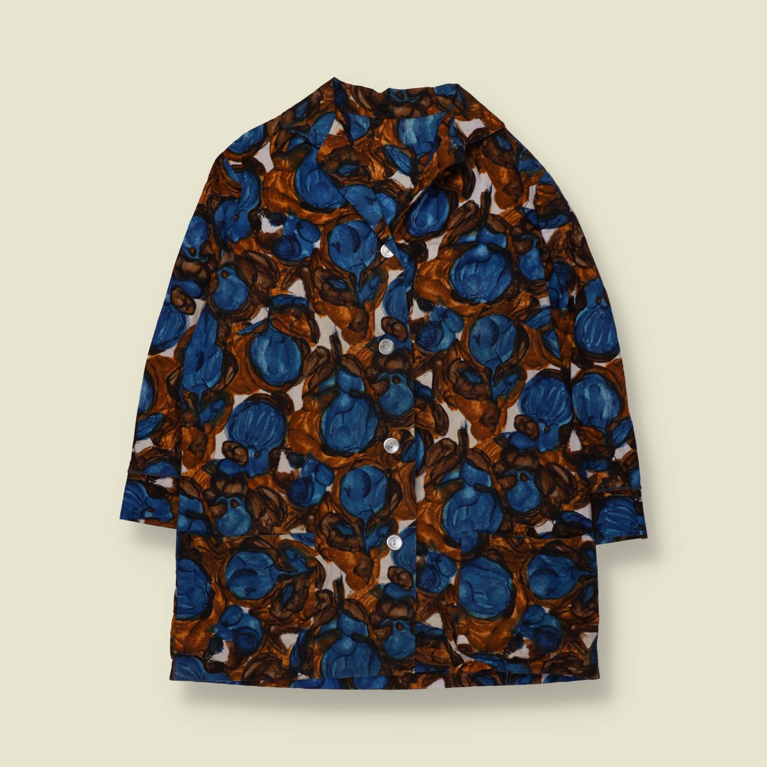 1950s | Longline Blouse | Blue & Brown - 14