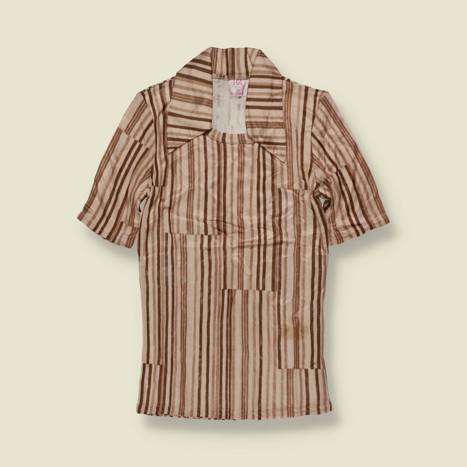 1970s | TGL | Deadstock Blouse | Brown Stripe - 0