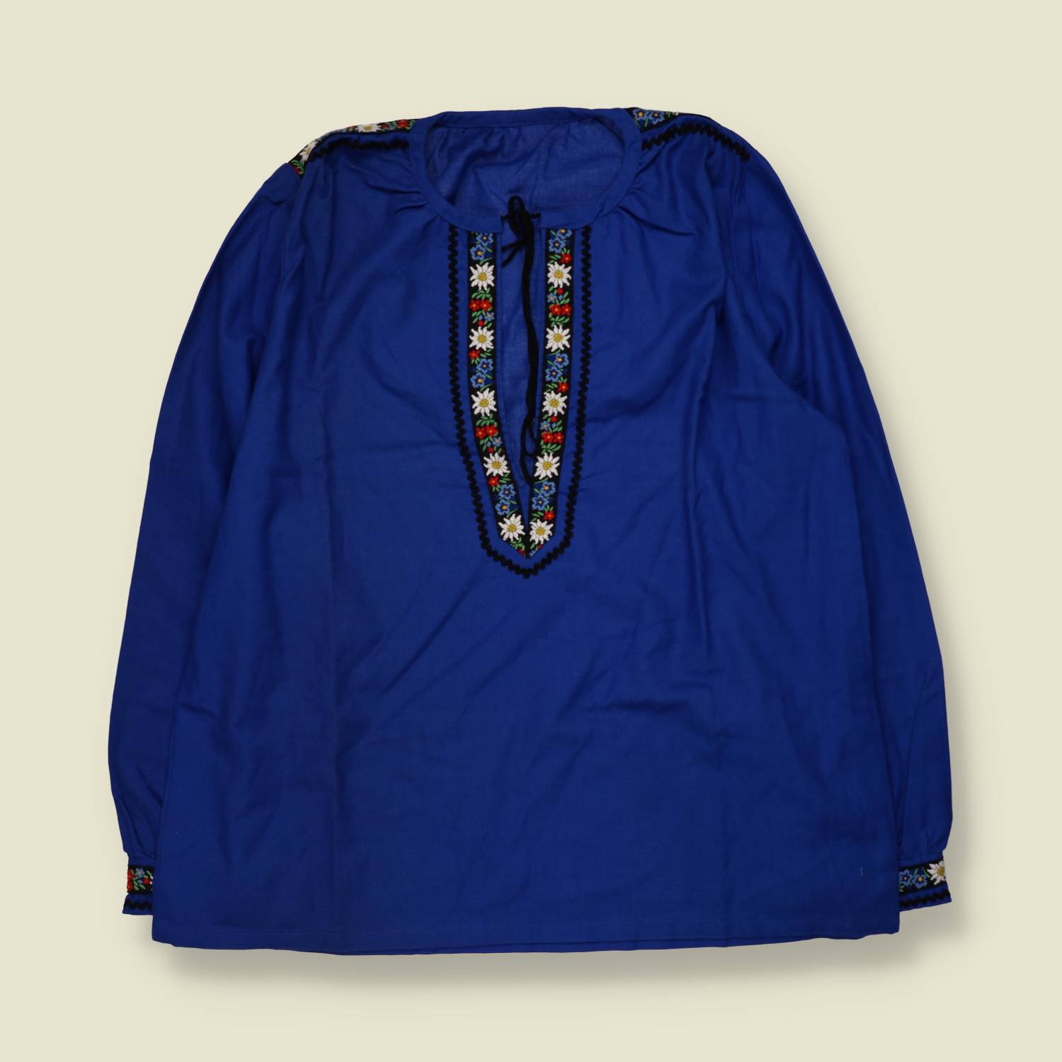 1970s | Folk Blouse | Blue - One size