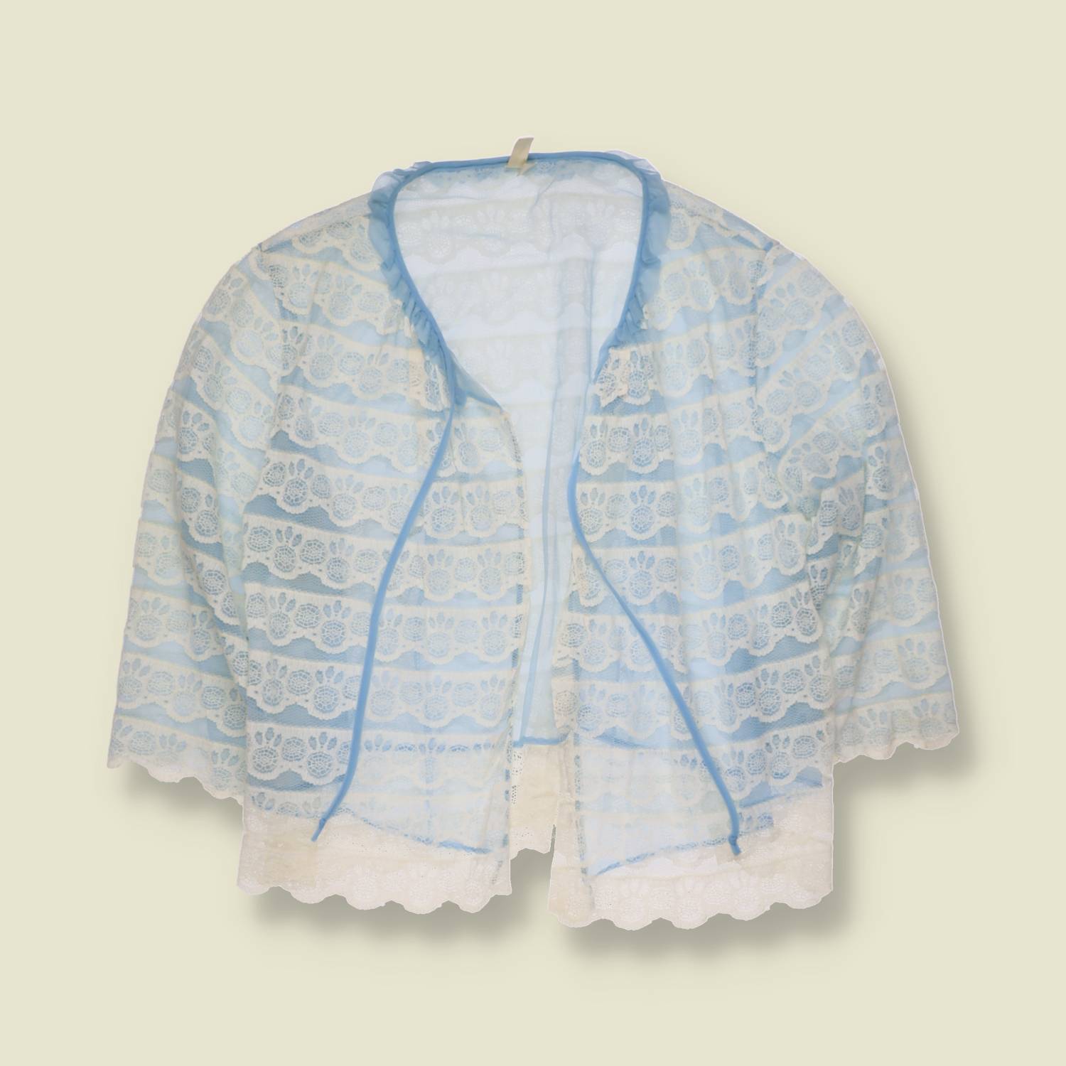 1970s | Lace Blouse | Blue & White - 14