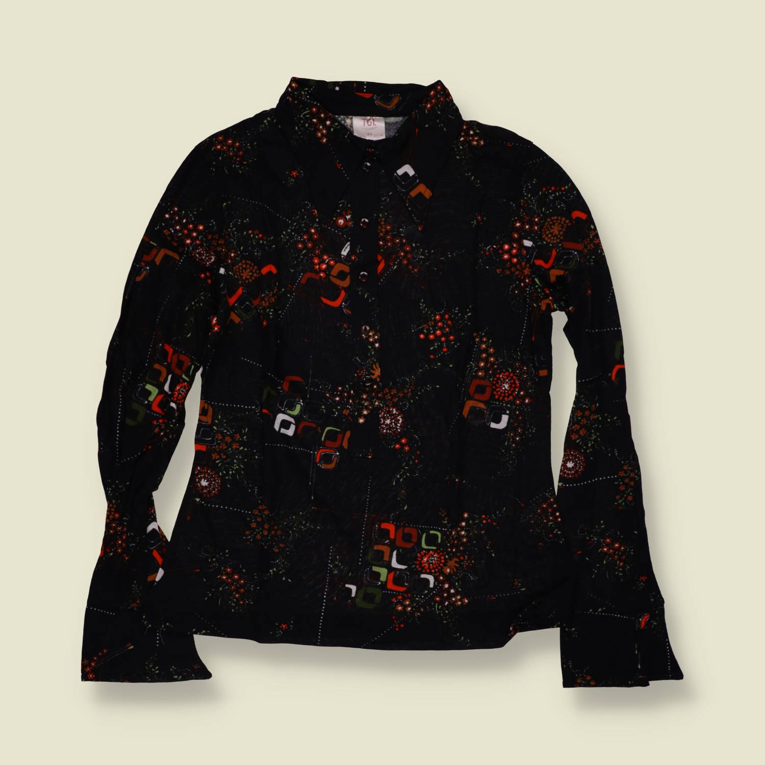 1970s | TGL | Deadstock Blouse | Black & Multi - 10