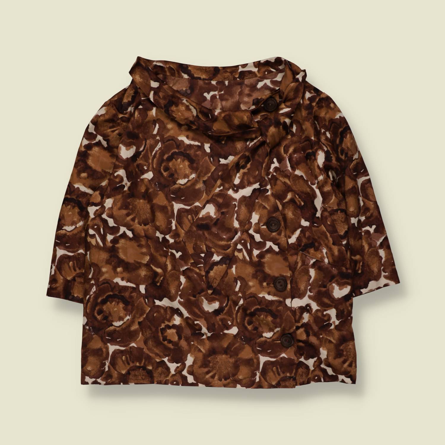 1950s | Silk Blouse | Brown - 18