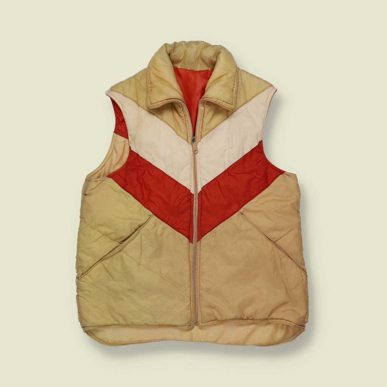 1970s Chevron Stripe Puffer Vest - S