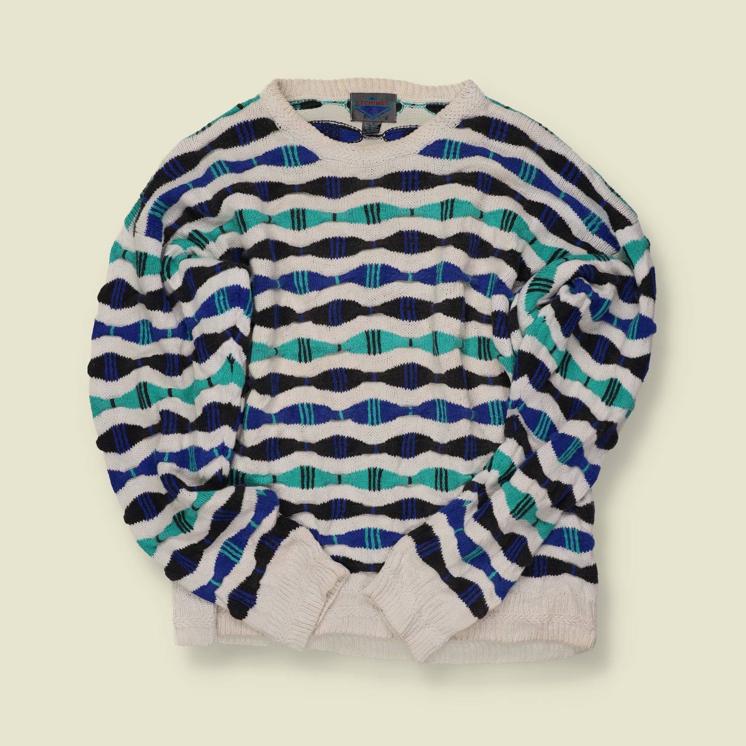 1990s Etching Coogi Style Knit Sweater - L
