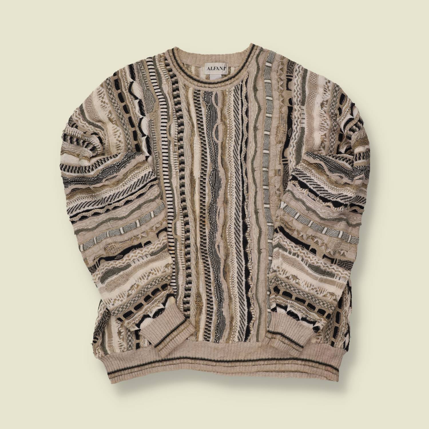 1990s Alfani Coogi Style Knit Sweater - XL