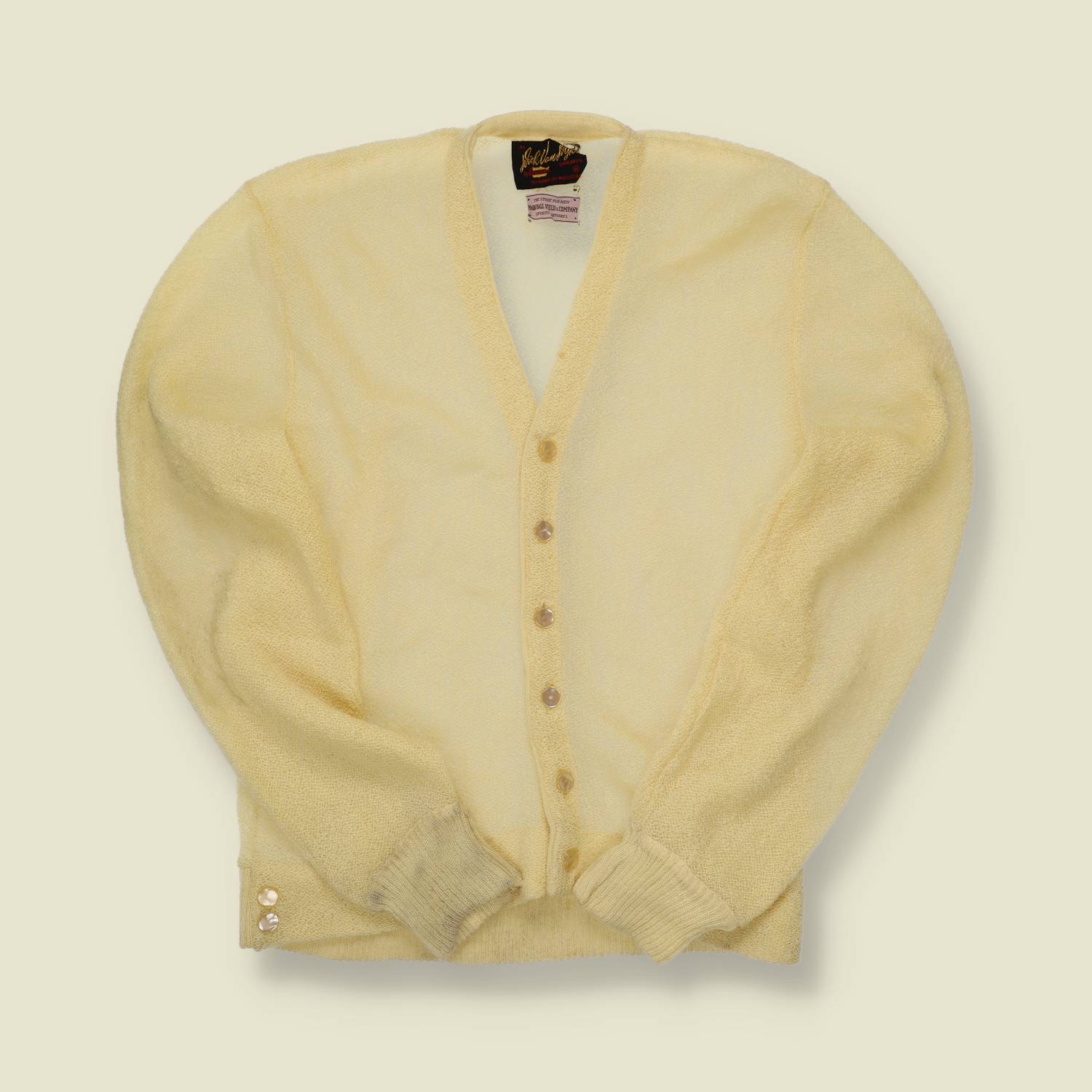 1950s Vick Van Clark Mohair Cardigan Lemon Yellow - S