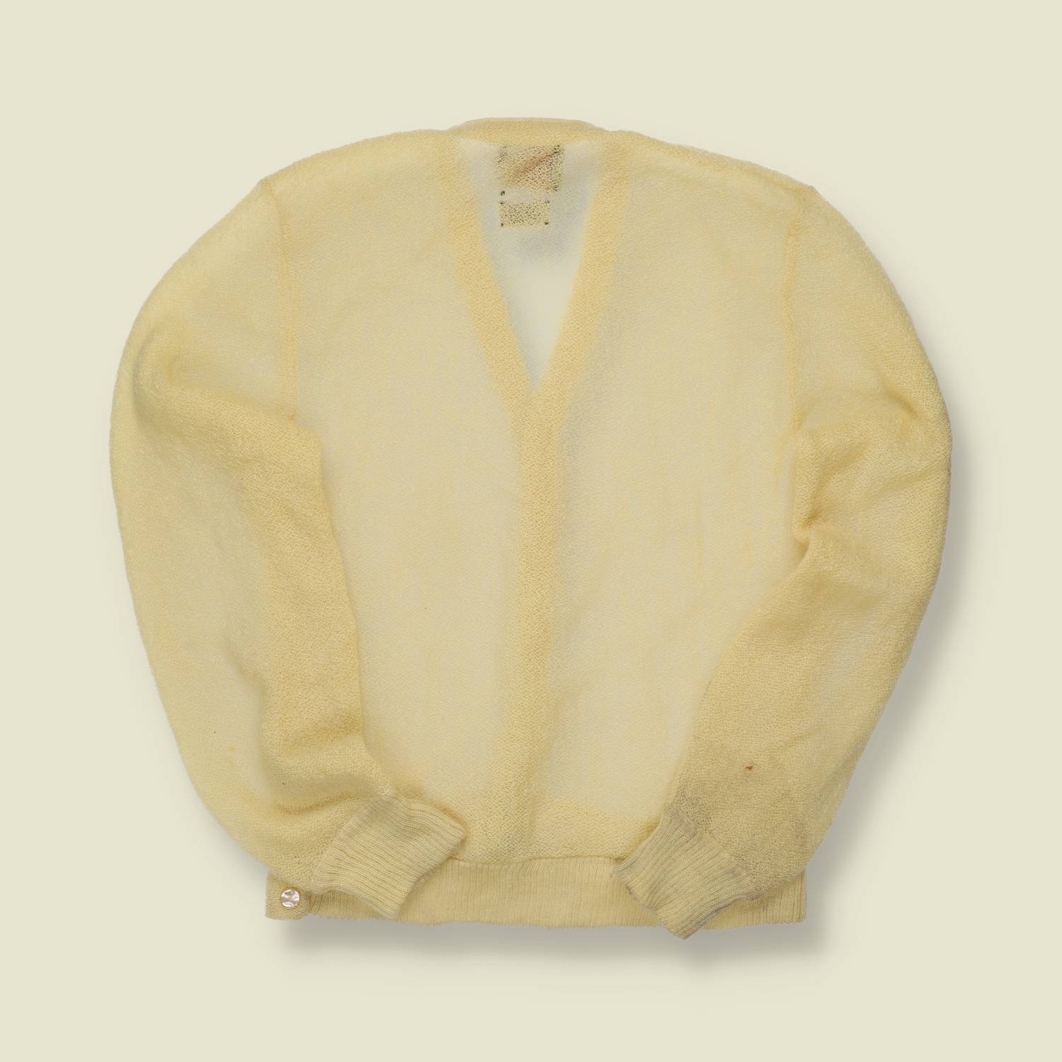 1950s Vick Van Clark Mohair Cardigan Lemon Yellow - S