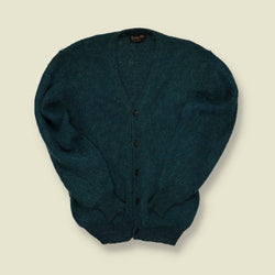 1960s Shag-A-Pac Mohair Cardigan Teal Green - S