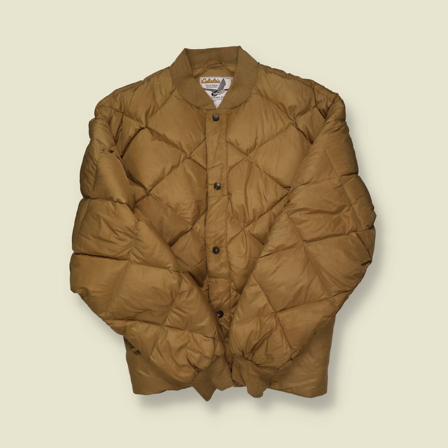 1990s Cabela’s Goose Down Quilted Jacket Khaki - XXL