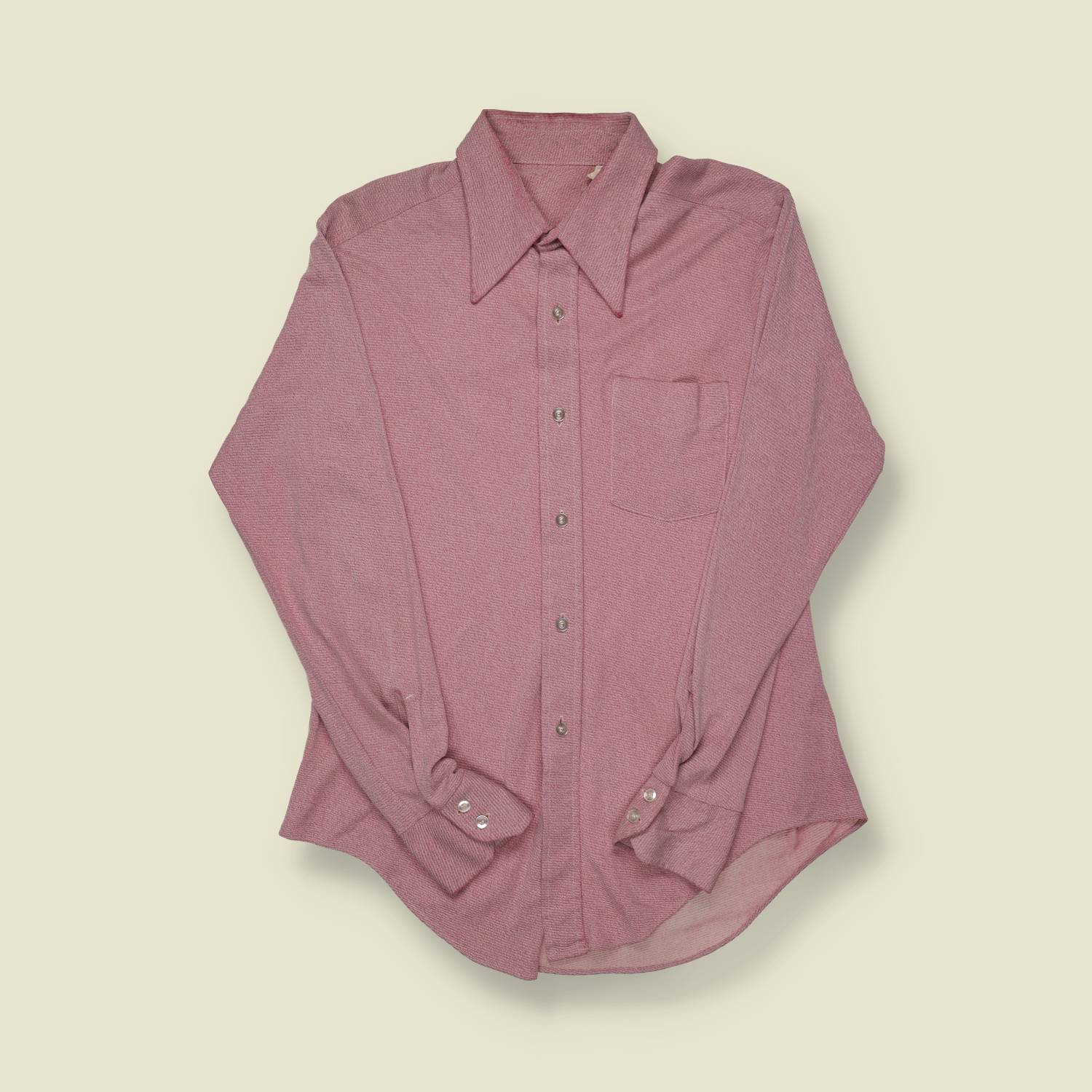 Late 1960s / Early 1970s Pink Slub Casual Shirt - M