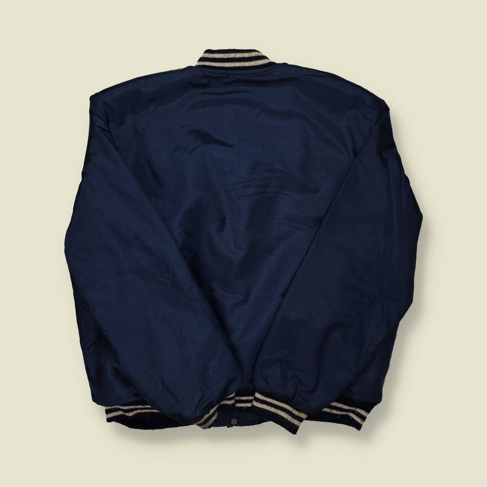 1960s Birdie Trojans Lined Nylon Varsity Jacket Navy - XL