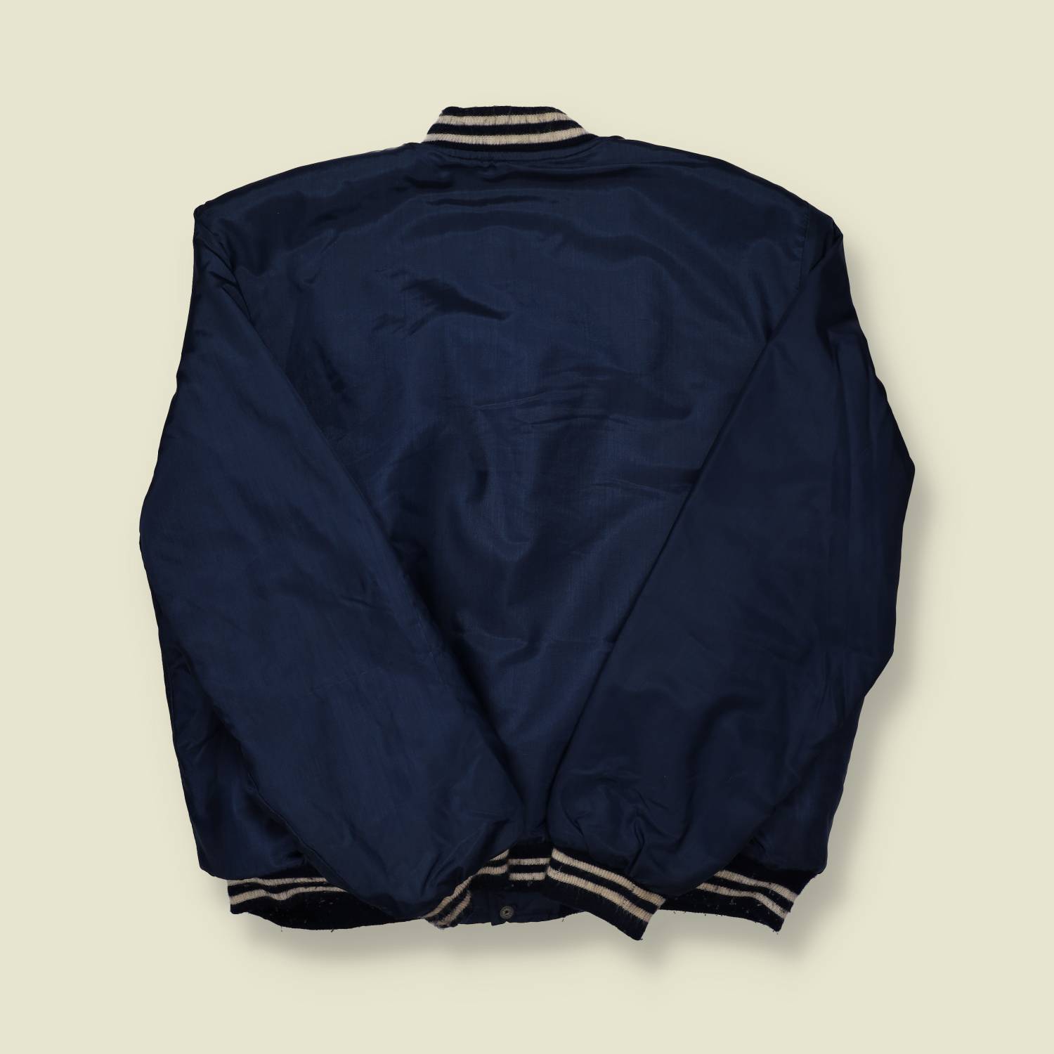 1960s Birdie Trojans Lined Nylon Varsity Jacket Navy - XL