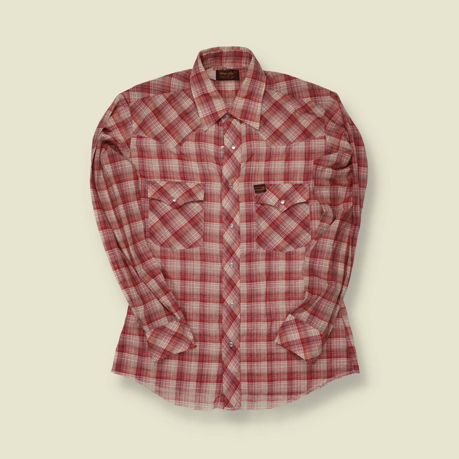 1970s Wrangler Western Snap Shirt Red Plaid - M
