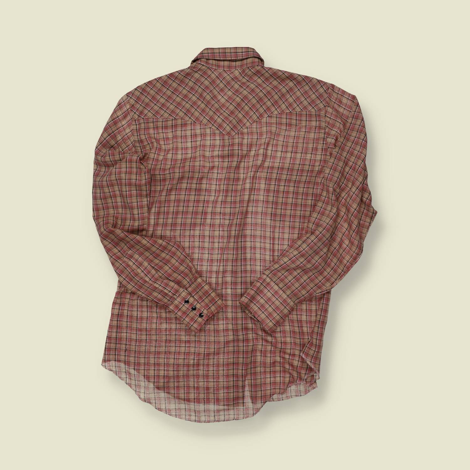 1970s Wrangler Perma Press Western Snap Shirt Red Plaid - S/M