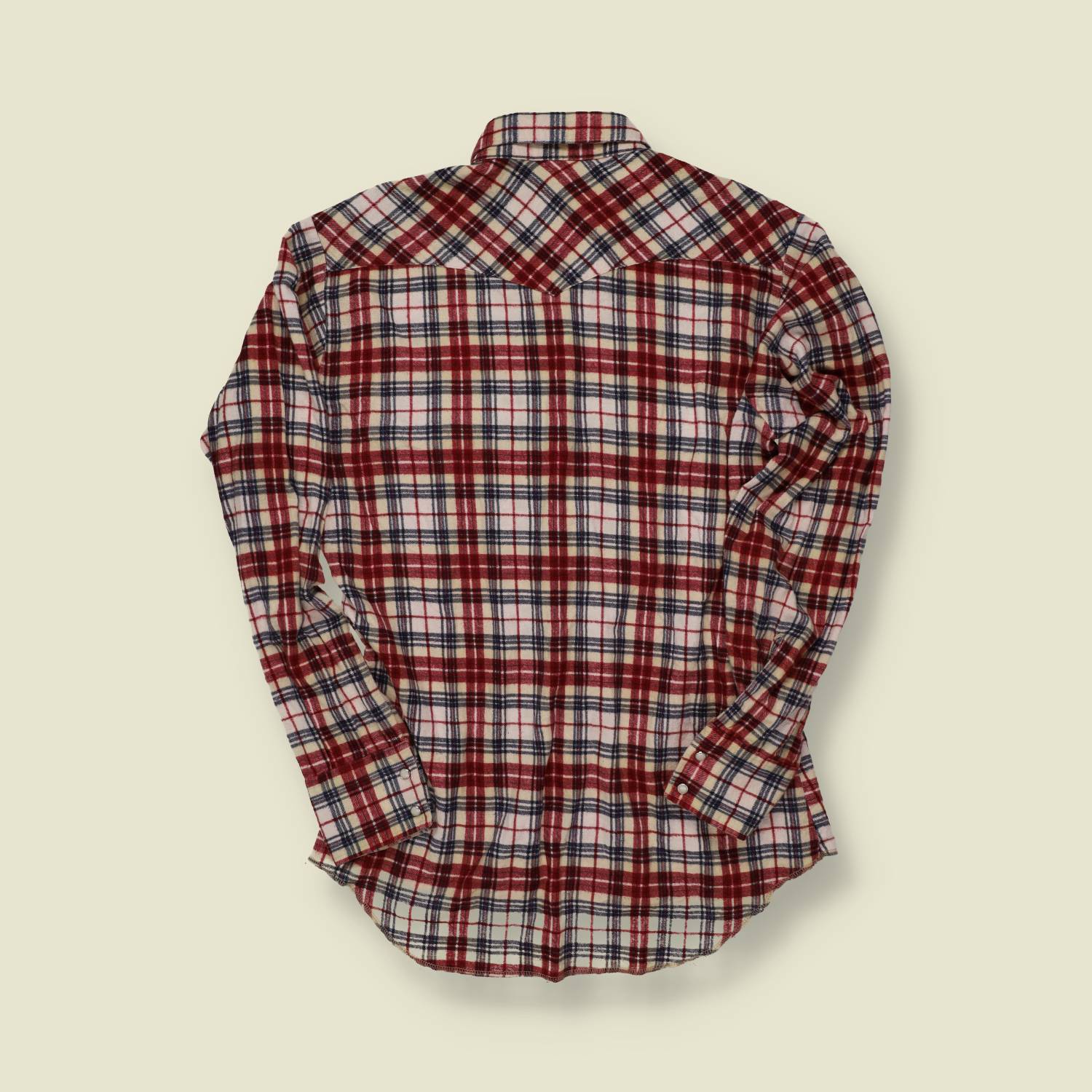 1980s Wrangler Western Snap Flannel Shirt Red Plaid -