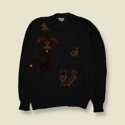 1990s | Paul Smith | 100% Wool Novelty Knit | Charcoal | Made in UK - XL