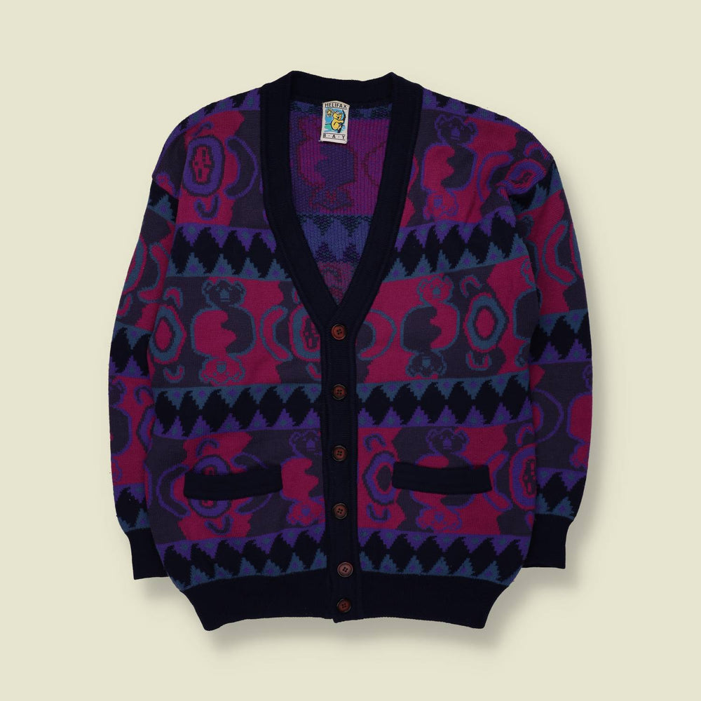 1980s | Halifax Bay | Koala Novelty Cardigan | Purple Multi - S